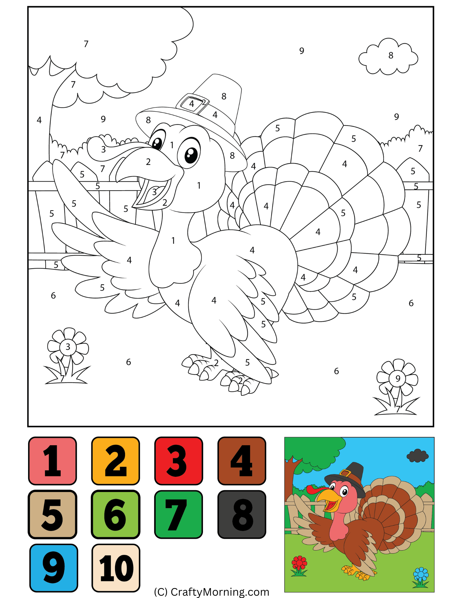 thanksgiving colornumber (free printables) - crafty morning